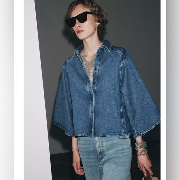 Stylish Denim Kimono Shirt - Picture 2 of 10